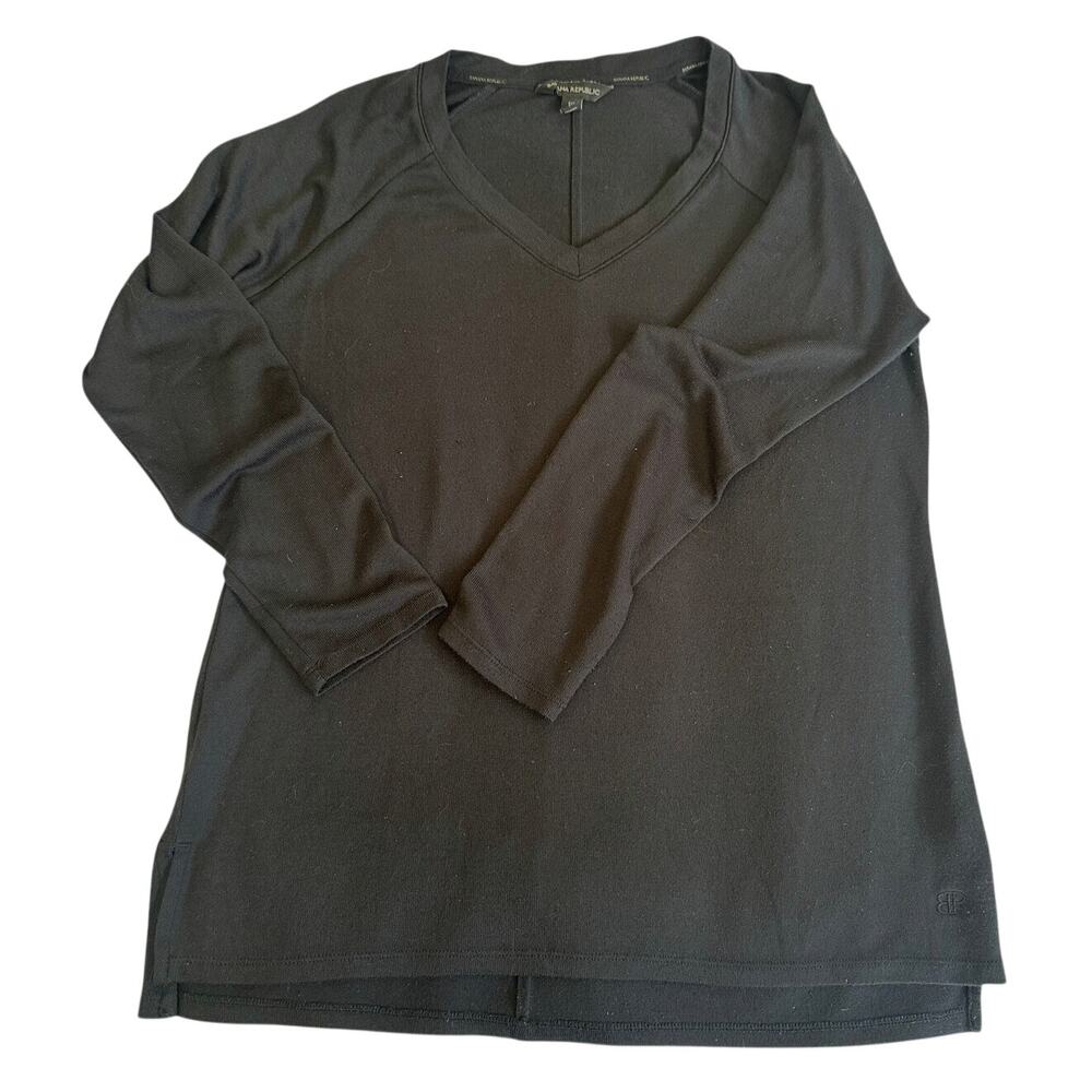 Banana Republic Black Bow Front Top Short Sleeve S